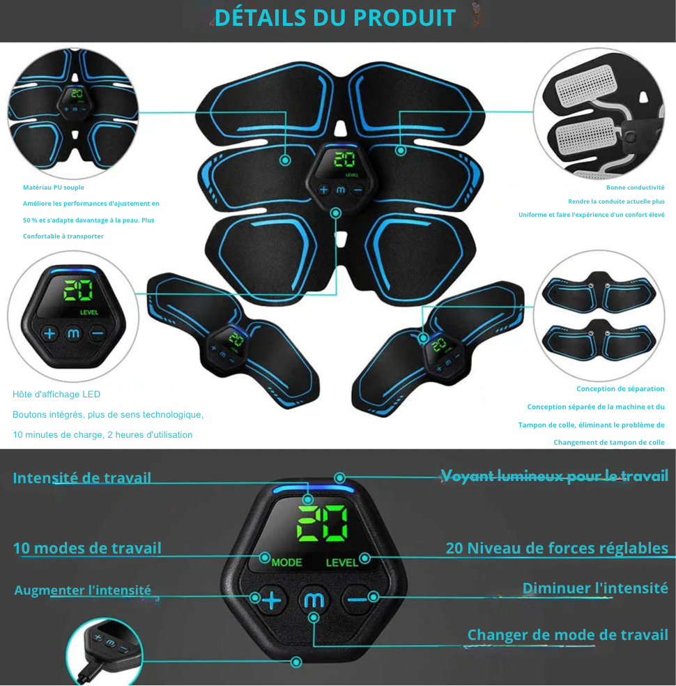 Ceinture d’entraîneur Stimulateur musculaire abdominal